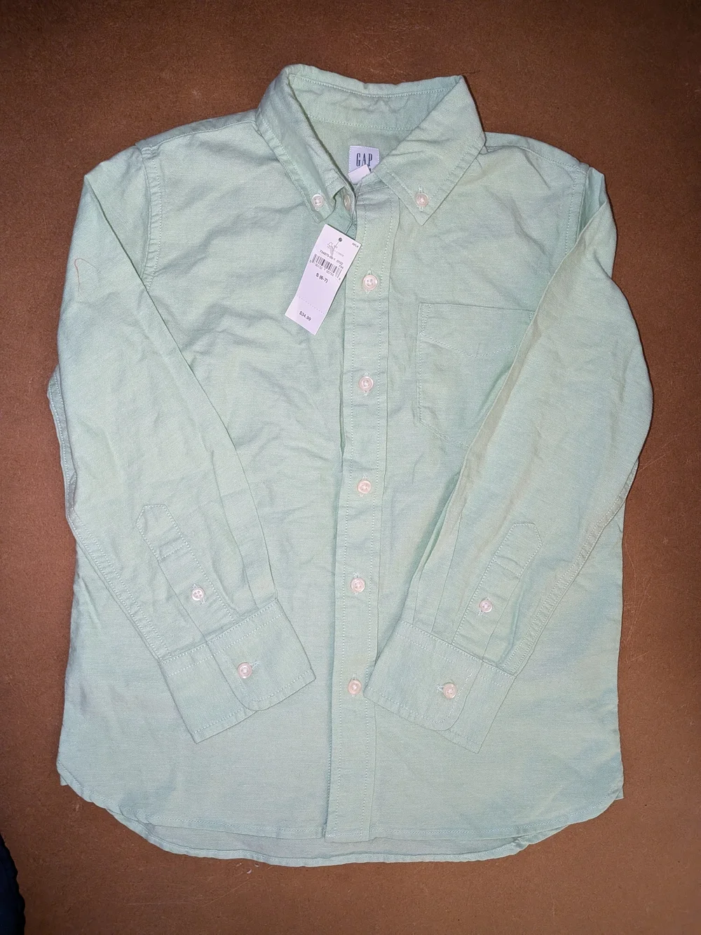 GAP Kids Mint Green Long-Sleeve Button-Down Shirt Size 6/7